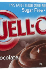 Jell-O Instant Sugar Free Chocolate Pudding box showcasing low-calorie dessert option.