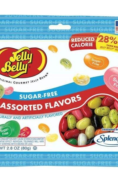 Jelly Belly sugar-free assorted flavors jelly beans package showcasing vibrant colors and flavors, 80g, low-calorie treat.