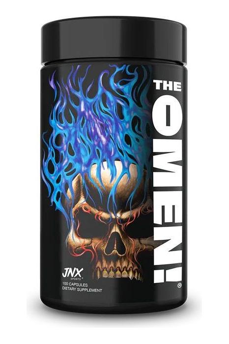 JNX Sports The Omen! Non-Stimulant supplement bottle, 100 vcaps, designed for mental focus and fat burning.