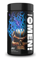JNX Sports The Omen! Non-Stimulant supplement bottle, 100 vcaps, designed for mental focus and fat burning.