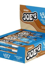 Weider Joe's Soft Bars in cookie-dough peanut flavor, high protein and low sugar, displayed in a box.