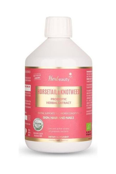 Herbeauty Horsetail & Knotweed Probiotic Extract 500 ml for healthy skin, hair, and nails.