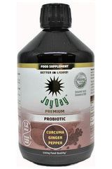 Joy Day Premium Probiotic Curcuma Ginger Pepper supplement in liquid form, 500 ml, for digestive health and immunity.