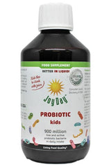 Joy Day Probiotic Kids 300ml liquid supplement for kids, contains 900 million live probiotic bacteria.