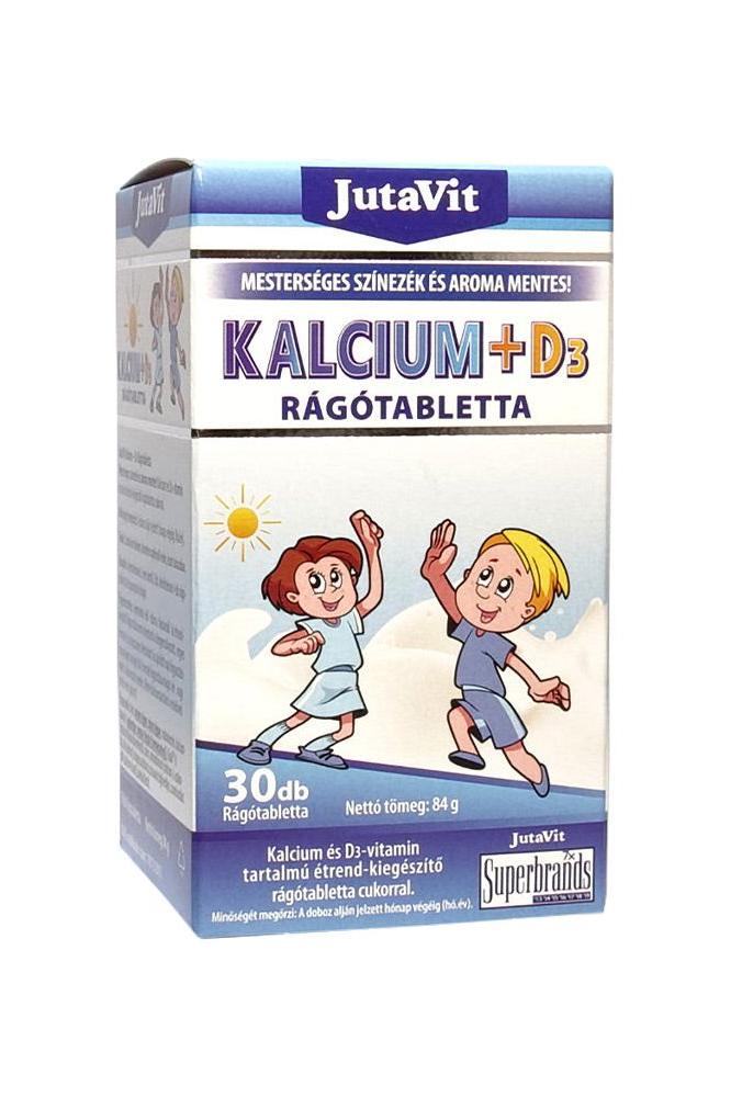 JutaVit Calcium + D3 chewable tablets for children, 30 tablets, free from artificial colors and flavors.