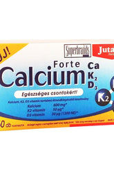 JutaVit Calcium Forte + Ca/K2/D3 tablet packaging, supports healthy bones and muscle functions, 60 tablets.