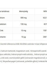 Nutritional information table for JutaVit Calcium-Magnesium-Zinc+D3 Forte supplement listing mineral content.