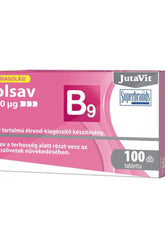 JutaVit Folic Acid 100 tablets packaging for normal blood formation and cell division support.
