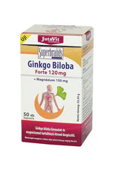 JutaVit Ginkgo Biloba Forte 120 mg with Magnesium 150 mg, 50 capsules for brain and circulation support.