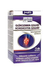 JutaVit Glucosamine Chondroitin MSM tablets for joint health, 72 tablets in a box, featuring joint pain relief benefits.