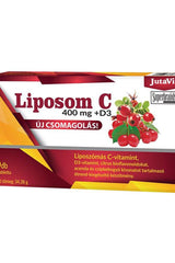 JutaVit Liposom C 400 mg tablet, enriched with vitamin D3, citrus bioflavonoids, and acerola for health benefits.