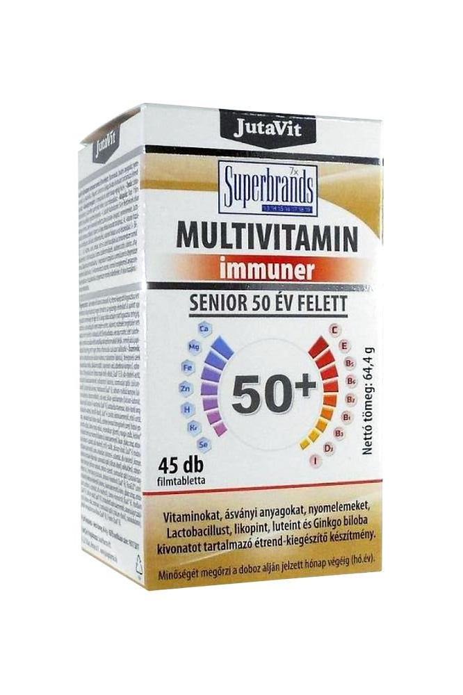 JutaVit Multivitamin Immuner tablets for seniors 50+ in packaging, promoting health and wellness for older adults.