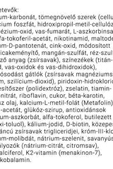 Ingredient list for JutaVit prenatal vitamins including vitamins, minerals, and supplements for pregnancy support.