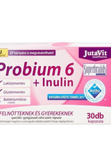 JutaVit Probium 6 + Inulin capsules for adults and children, promotes gut health, 30 capsules box.