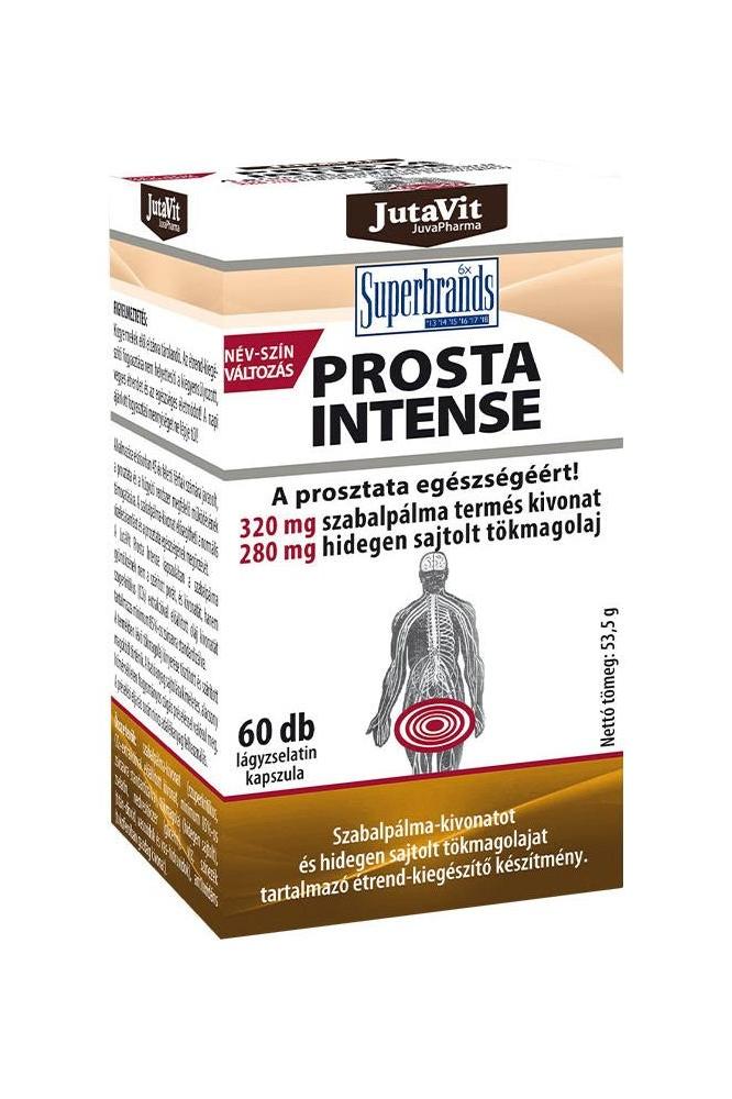 JutaVit Prosta Intense prostate support softgels with 320 mg saw palmetto extract for men's health.