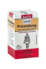 JutaVit Prostalong prostate support softgel packaging, 60 capsules with palm extract for healthy prostate function.