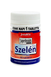 JutaVit Selenium 100µg dietary supplement in a 60-tablet bottle, promoting antioxidant benefits for health.