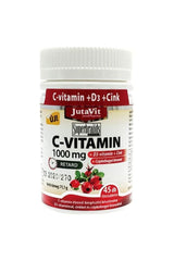 JutaVit Vitamin C 1000 mg + D3 + Zinc tablet with nyponextract for immune support and energy.