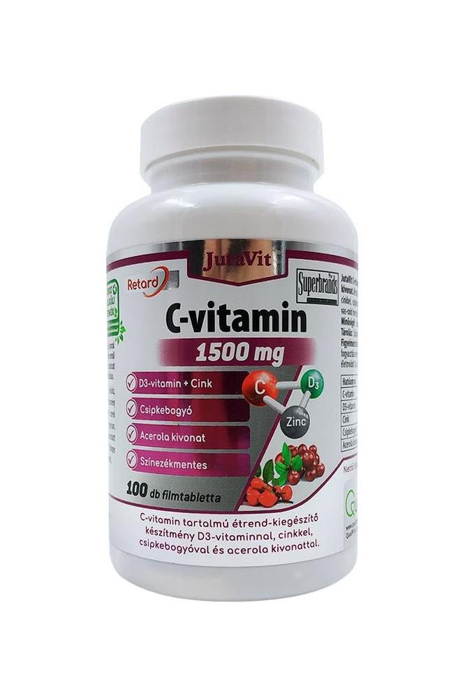 JutaVit Vitamin C 1500 mg with D3 and Zinc, 100 tablets for immune support and antioxidant benefits. JutaVit Vitamin C 1500 mg with D3 and Zinc, 100 tablets for immune support and antioxidant benefits.