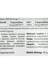 JutaVit Vitamin D3 2000 IU product label showing nutrients and serving information for softgels.