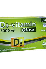 JutaVit Vitamin D3 3000 IU Olive supplement box for calcium absorption and immune support.