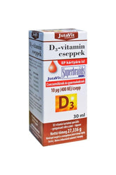 JutaVit Vitamin D3 Drops 400 IU for babies and kids, 30 ml packaging with dosage information.