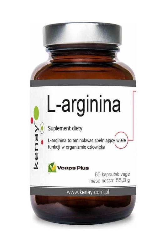 Kenay L-arginine dietary supplement in vegan capsules, supports muscle growth and tissue oxygenation, 60 caps.
