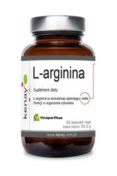 Kenay L-arginine dietary supplement in vegan capsules, supports muscle growth and tissue oxygenation, 60 caps.
