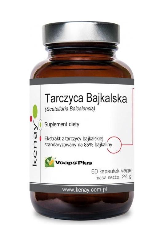 Kenay Baikal Skullcap supplement bottle with 60 vegetarian capsules for natural antioxidant support.