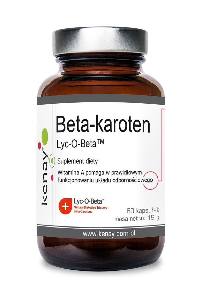 Kenay Beta-karoten Lyc-O-Beta supplement bottle with 60 capsules for Vitamin A benefits