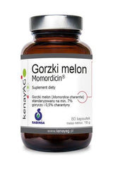 Kenay Bitter Melon Momordicin dietary supplement bottle with 60 capsules for blood sugar support.