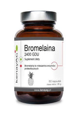 Kenay Bromelain 2400 GDU supplement bottle, contains 60 capsules for improved digestion and natural body support.