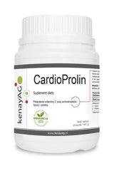 Kenay - CardioProlin dietary supplement container, 140 g, featuring amino acids and vitamin C for heart health.