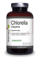 Kenay Chlorella Yaeyama dietary supplement in a 180g bottle for improved digestion and health benefits.