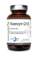 Kenay Coenzyme Q10 supplement in a brown glass bottle, 60 capsules for energy and antioxidant support.