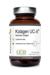 Kenay UC-II collagen supplement bottle, 30 capsules, for joint health and flexibility.