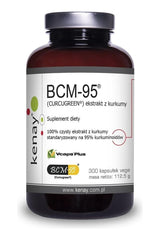 Kenay BCM-95 Curcumin extract bottle, 300 vegetarian capsules for health and wellness benefits.