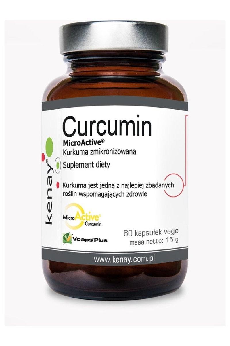 Kenay Curcumin MicroActive dietary supplement bottle with antioxidant and anti-inflammatory benefits.