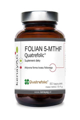 Kenay Folate 5-Mthf Active Folic Acid Quatrefolic dietary supplement in a dark glass bottle.