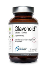 Kenay Glavonoid licorice extract supplement in a brown bottle with 90 capsules, marked for digestive health.