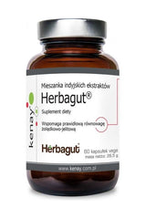 Kenay Herbagut® dietary supplement, a blend of Indian extracts in a dark jar, supports gut balance, 60 vegan capsules.