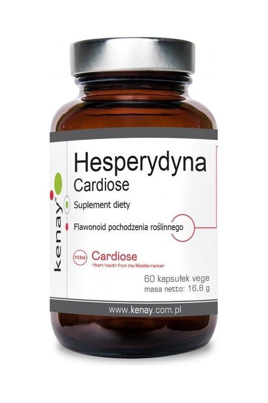Kenay Hesperidin Cardiose supplement bottle for heart health, containing 60 caps with plant-based flavonoids.