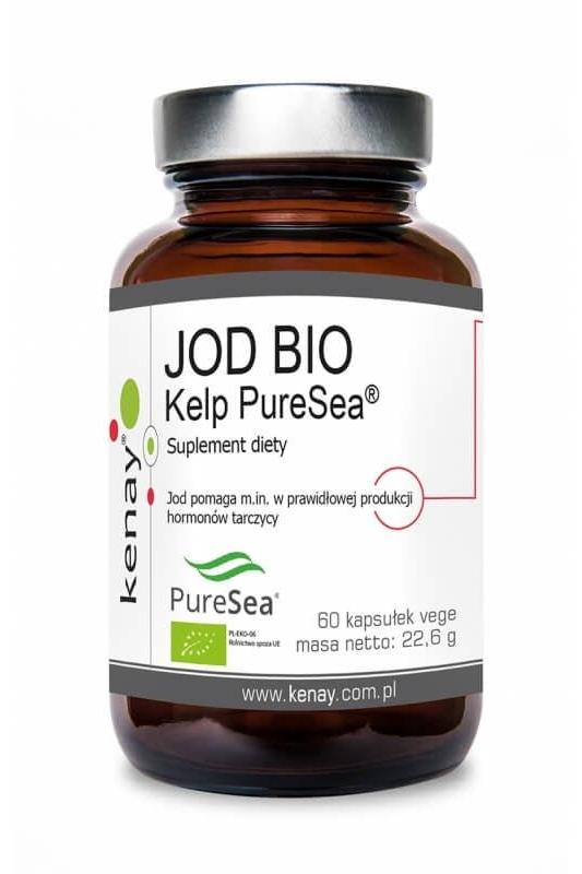 Kenay Kelp Iodine Source PureSea bottle containing 60 capsules for thyroid support with organic algae.