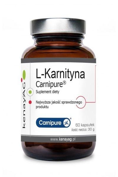Kenay L-Carnitine Carnipure supplement bottle with 60 capsules for energy and fat burning.