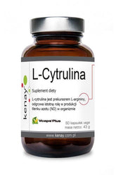 Kenay L-Citrulline supplement bottle, 60 capsules, supports nitric oxide production and muscle recovery.