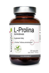 Kenay L-Proline dietary supplement bottle containing 30 capsules for tissue repair and collagen production.