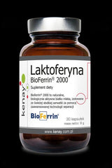 Kenay Lactoferrin Bioferrin 2000 dietary supplement, 30 capsules, for immune support and gut health.