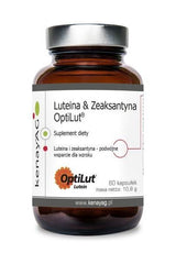 Kenay Lutein & Zeaxanthin Optilut dietary supplement bottle with 60 capsules for eye health.