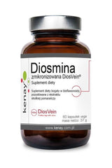 Kenay Diosmin DiosVein supplement bottle with 60 vegetarian capsules for improved circulation and antioxidant benefits.