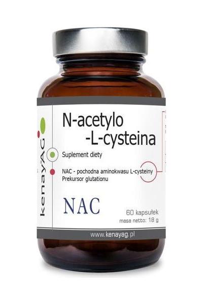 Kenay N-acetyl-L-cysteine supplement bottle, 60 capsules, powerful antioxidant for immune support and oxidative stress.